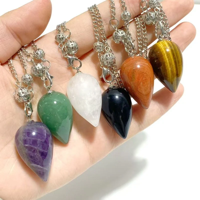 6 Types Teardrop Pendulum Healing Pendants Wholesale Tiger Eye Clear Quartz - Image 7