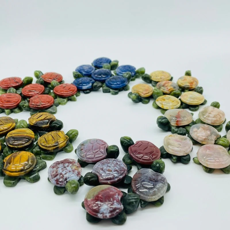 6 Types Turtle Carving Crystal Wholesale Tiger Eye Ocean Jasper - Image 2