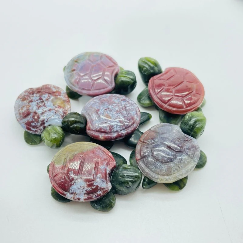6 Types Turtle Carving Crystal Wholesale Tiger Eye Ocean Jasper - Image 3