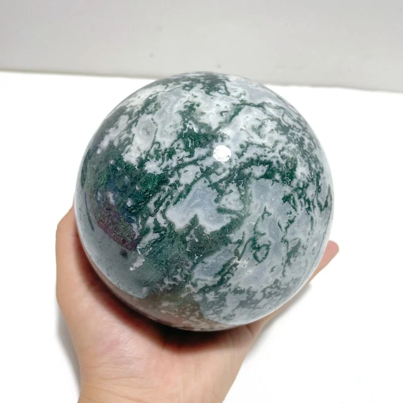 2 Pieces Large Moss Agate Large Sphere - Image 2