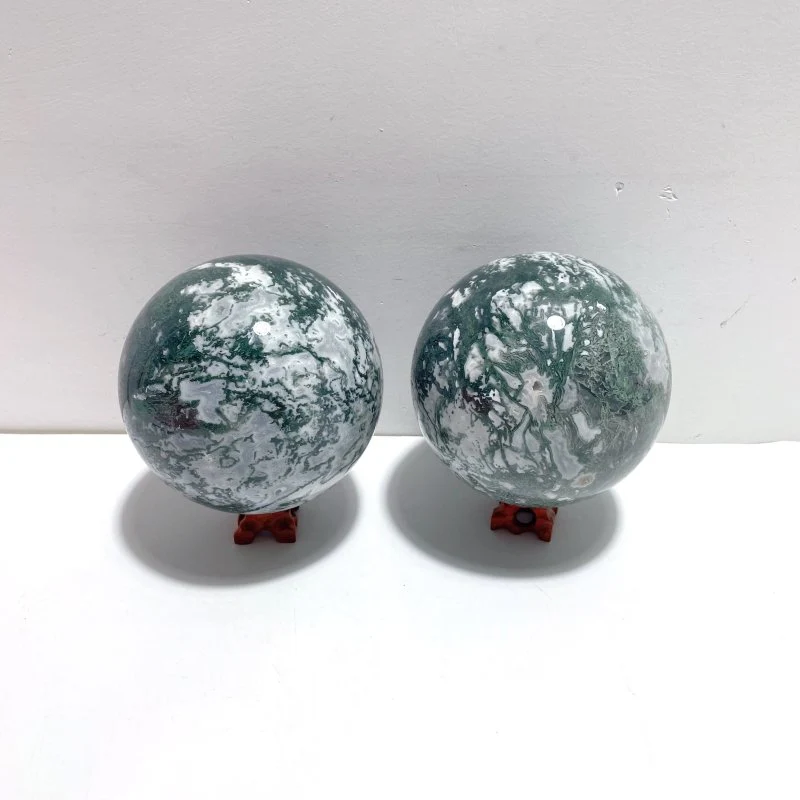 2 Pieces Large Moss Agate Large Sphere - Image 4