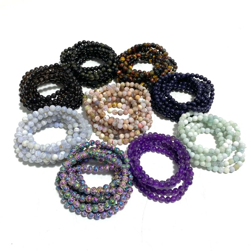 6mm Bracelets Wholesale Amethyst Smoky Quartz Green Jade