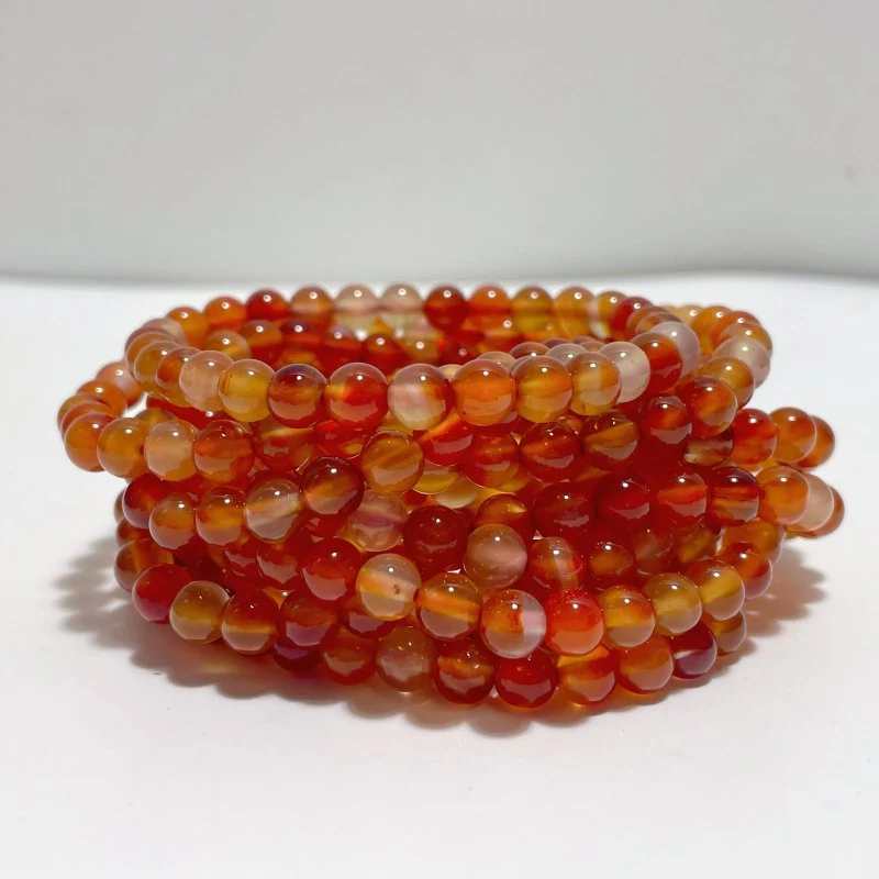 6mm Carnelian Howlite Silver Sheen Obsidian Dragon Blood Stone White Agate Bracelet Wholesale - Image 2
