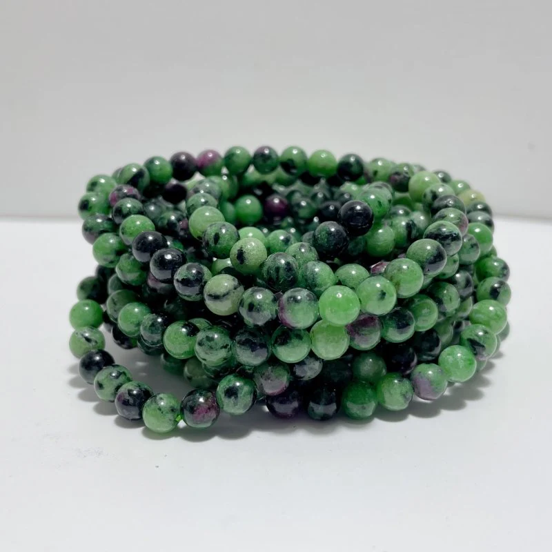6mm Fluorite Phoenix Pine Stone Moonstone Ruby Zoisite Red Jasper Bracelet Wholesale - Image 2