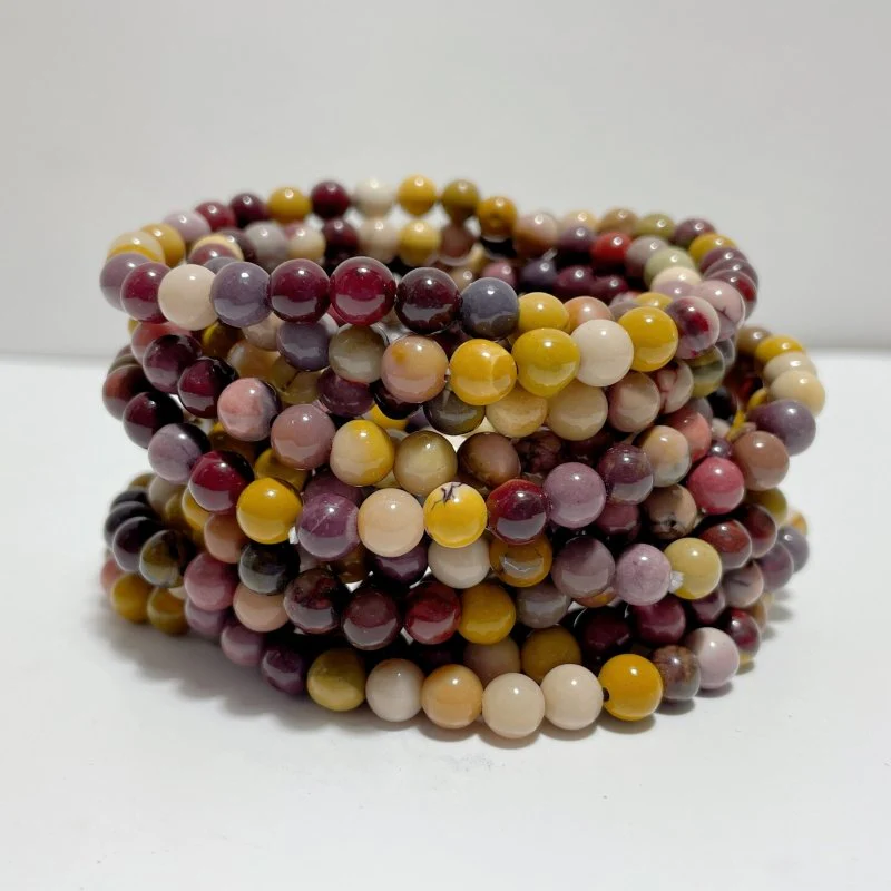 6mm Fluorite Phoenix Pine Stone Moonstone Ruby Zoisite Red Jasper Bracelet Wholesale - Image 6