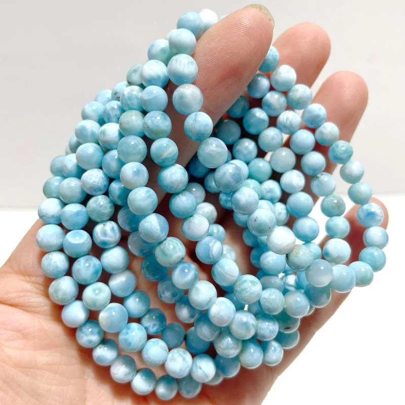 15 Pieces Beautiful 6mm Larimar Bracelets - Image 3