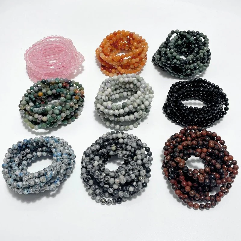 6mm Obsidian Rose Quartz K2 Kambaba Jasper Bracelet Wholesale