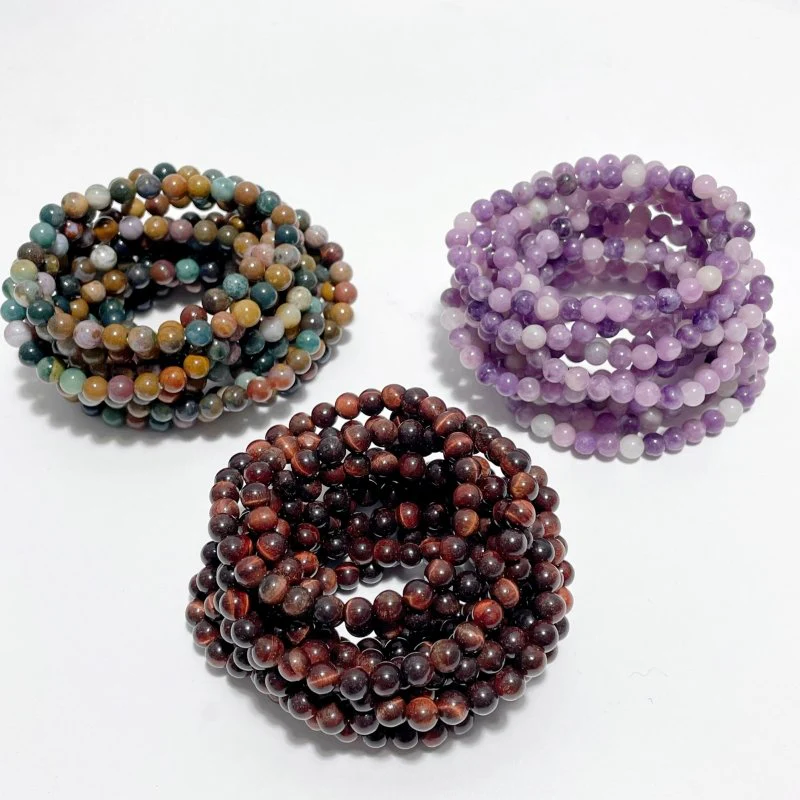 6mm Red Tiger Eye Ocean Jasper Lepidolite Bracelet Wholesale
