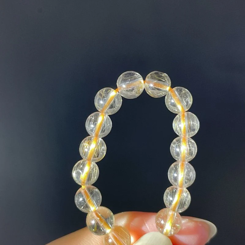 15 Pieces 6mm Rutile Quartz Beads 3-Loop Bracelet/Necklace For DIY - Image 2