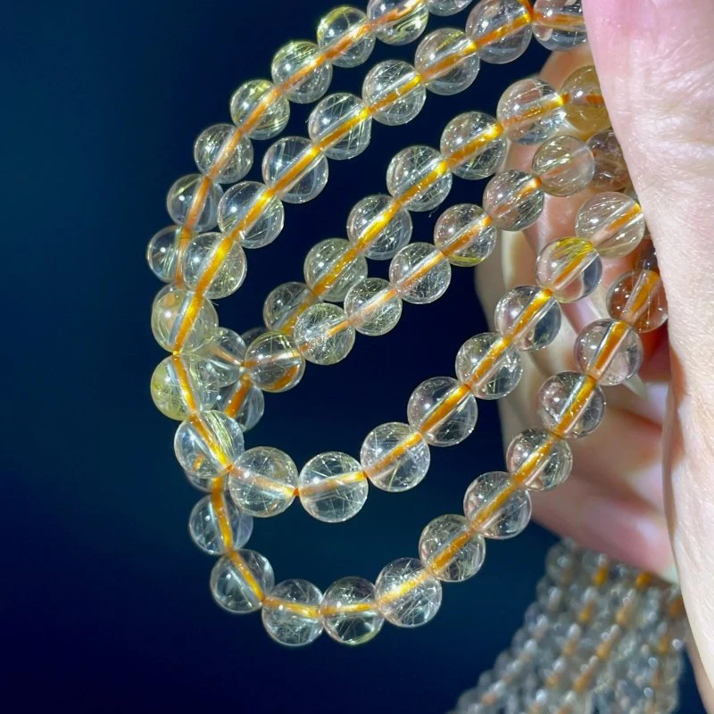 15 Pieces 6mm Rutile Quartz Beads 3-Loop Bracelet/Necklace For DIY - Image 5