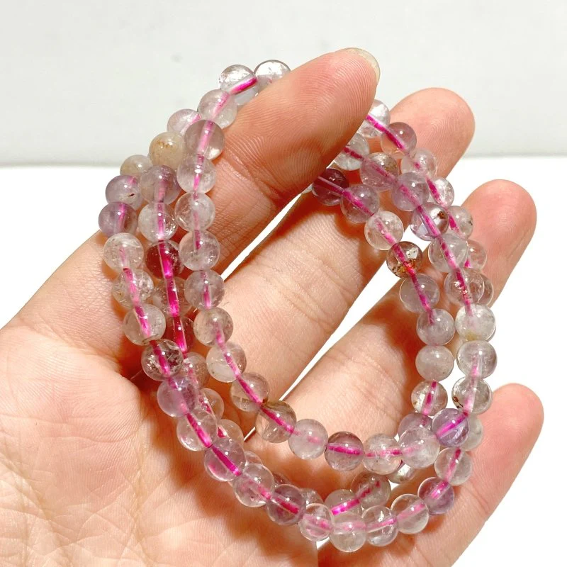 6mm White Garden Quartz 3-Loop Bracelets Wholesale Closeout - Image 6