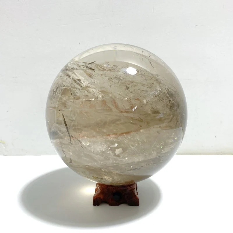 5.3Inch Large Clear Quartz With Big Rainbow Sphere