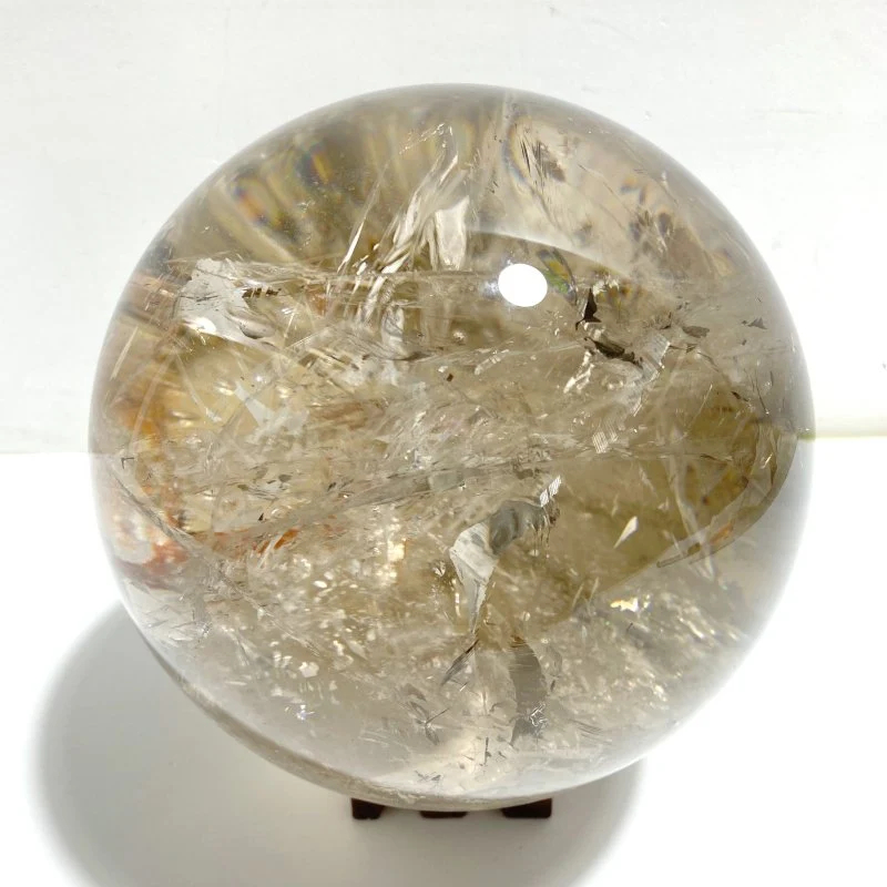 5.3Inch Large Clear Quartz With Big Rainbow Sphere - Image 2