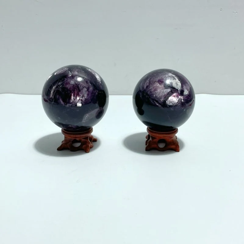 2 Pieces High Quality Spark Lepidolite Spheres