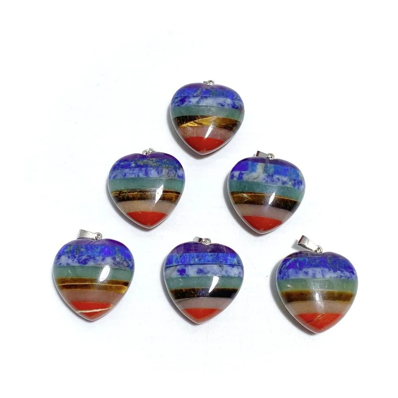 7 Chakra Heart Shape Pendants Wholesale
