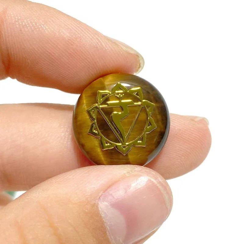 7 Chakra Natural Round Healing Stone Carved Wholesale (plastic patch) - Image 7