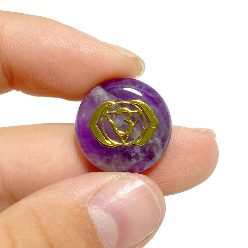 7 Chakra Natural Round Healing Stone Carved Wholesale (plastic patch) - Image 8