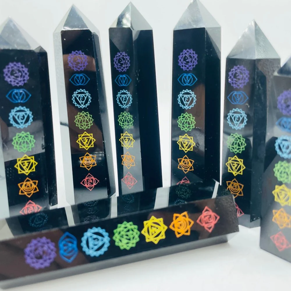 7 Chakras Obsidian Tower Points Crystal Wholesale - Image 4