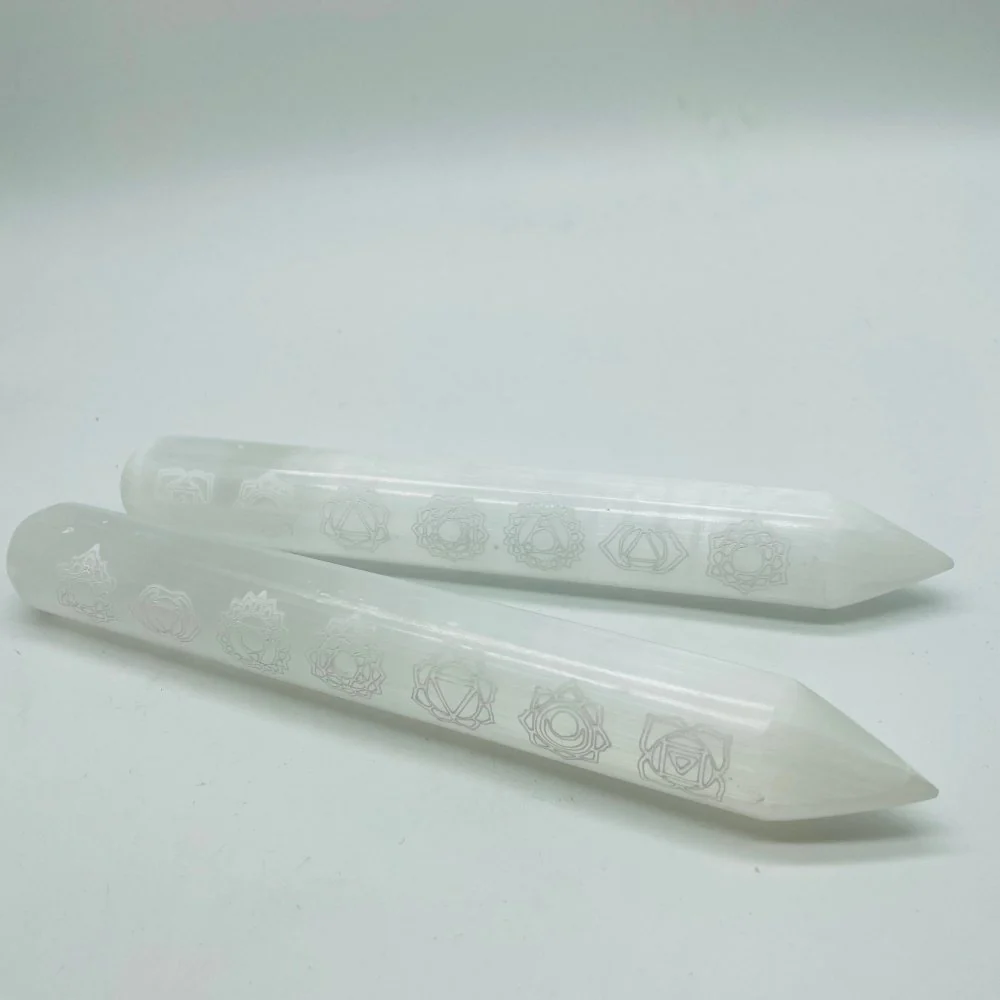 7 Chakras Selenite Massage Wands Round Wholesale - Image 3