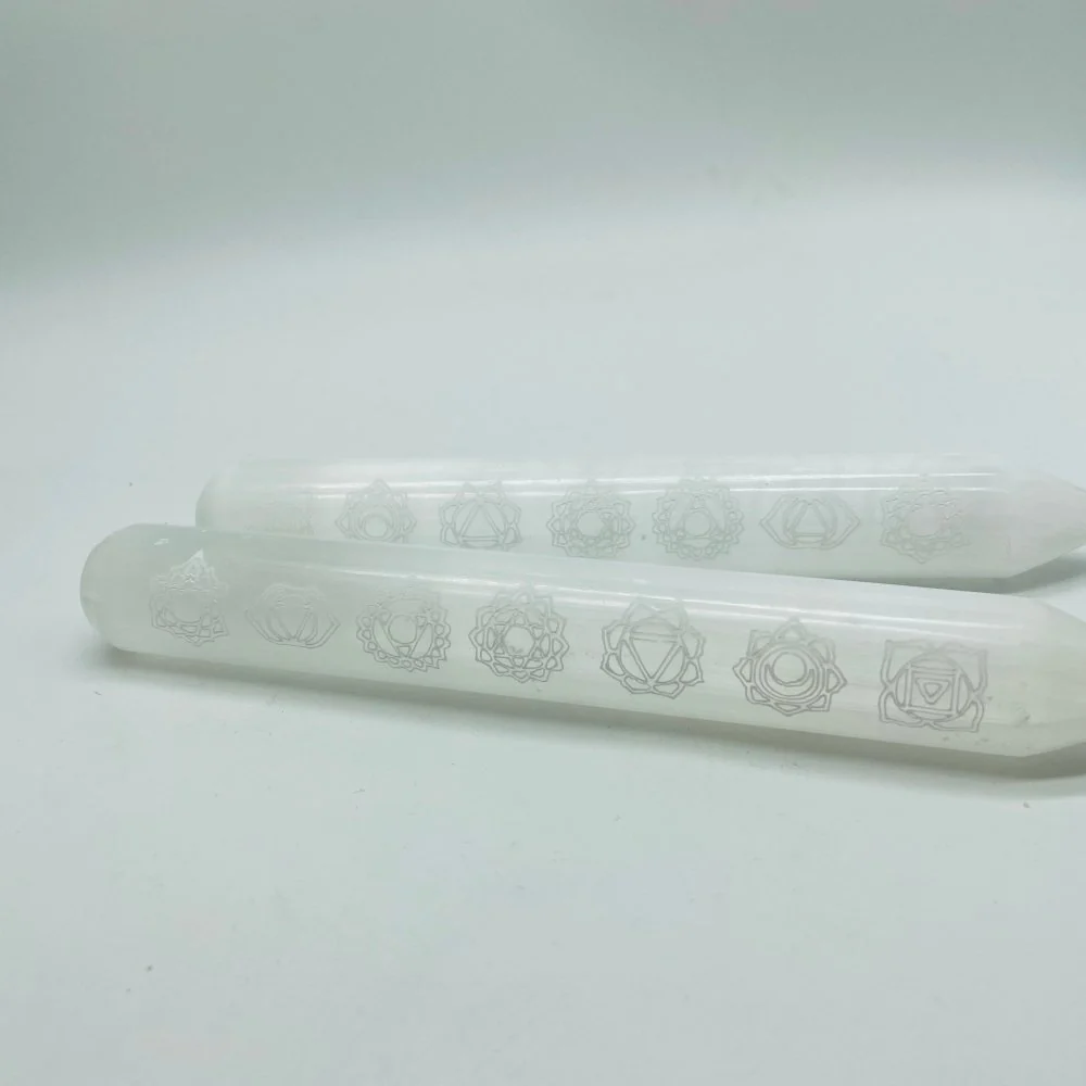 7 Chakras Selenite Massage Wands Round Wholesale - Image 4