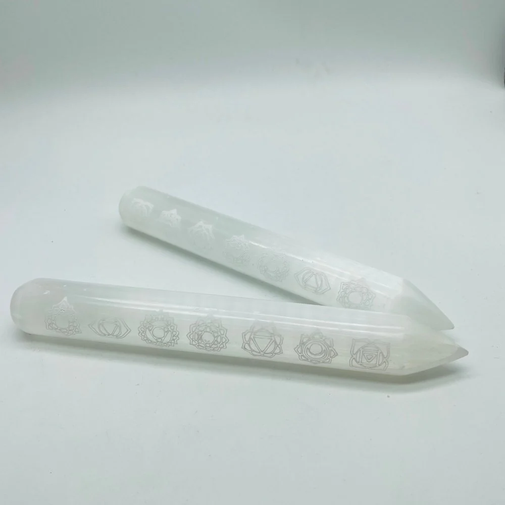 7 Chakras Selenite Massage Wands Round Wholesale - Image 5