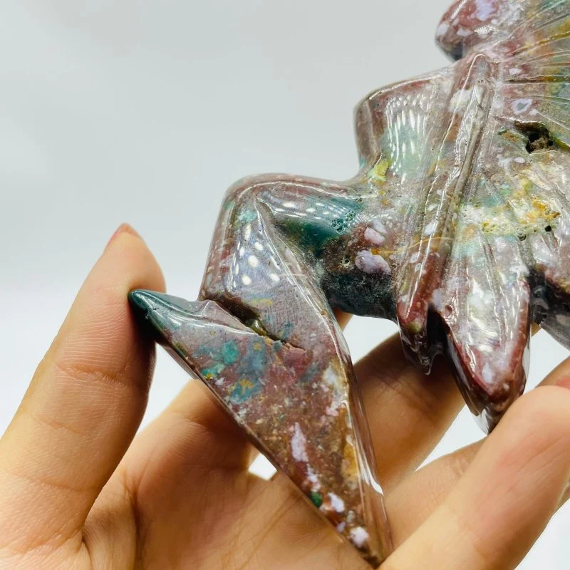7 Pieces Beautiful Ocean Jasper Butterfly Fairy Carving - Image 4