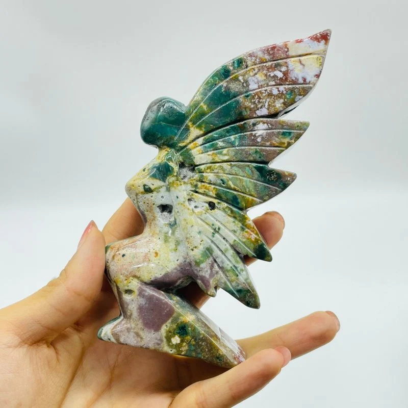 7 Pieces Beautiful Ocean Jasper Butterfly Fairy Carving - Image 5