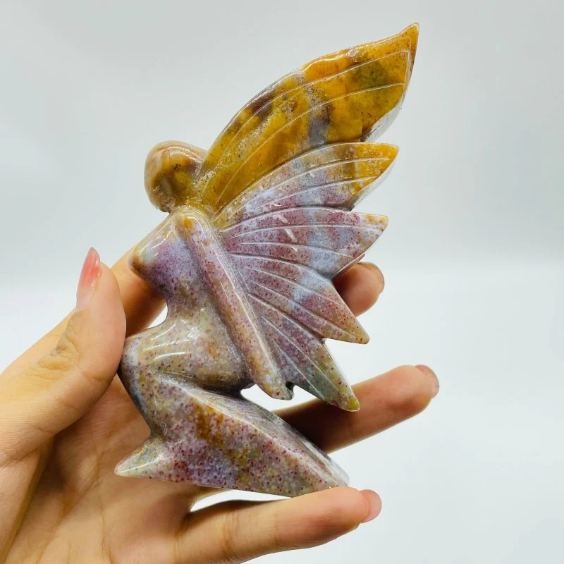 7 Pieces Beautiful Ocean Jasper Butterfly Fairy Carving - Image 7