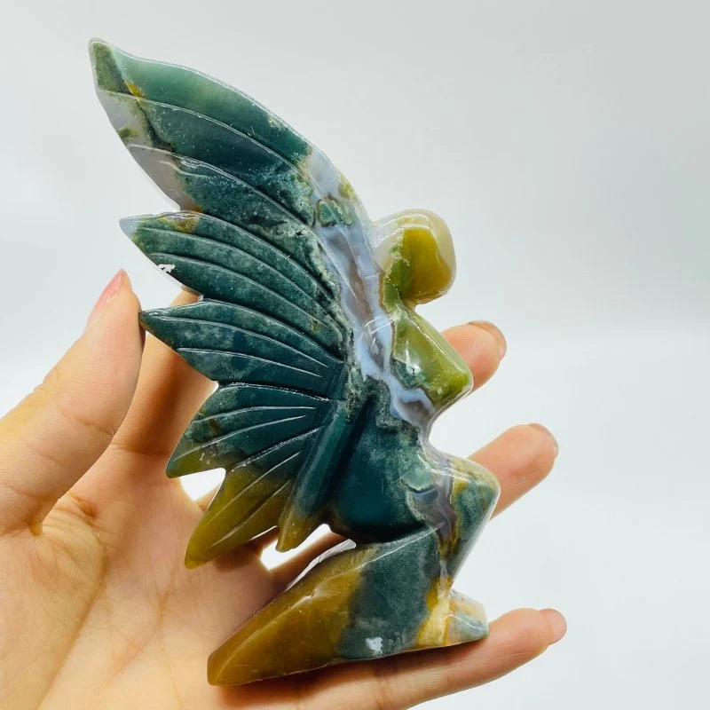 7 Pieces Beautiful Ocean Jasper Butterfly Fairy Carving - Image 8