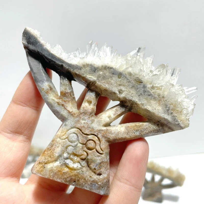 7 Pieces Clear Quartz Cluster Dendroid Guard Carving - Image 6