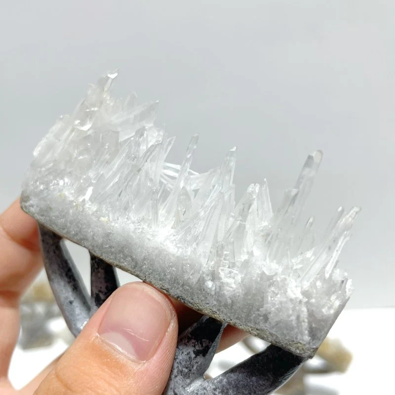 7 Pieces Clear Quartz Cluster Dendroid Guard Carving - Image 7