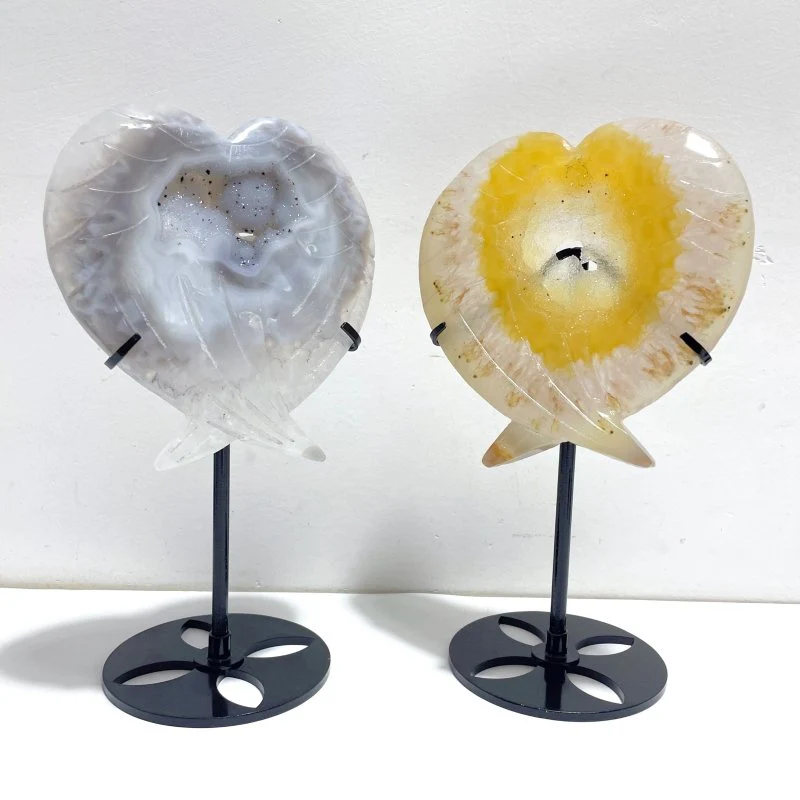 7 Pieces Geode Druzy Agate Fish Carving With Stand - Image 5