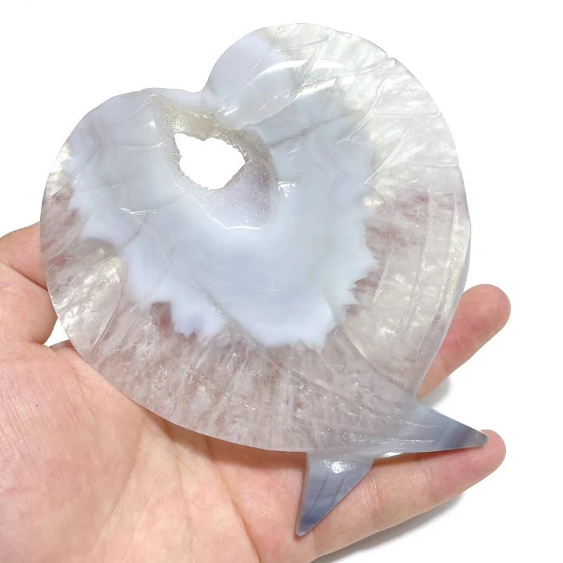 7 Pieces Geode Druzy Agate Fish Carving With Stand - Image 6