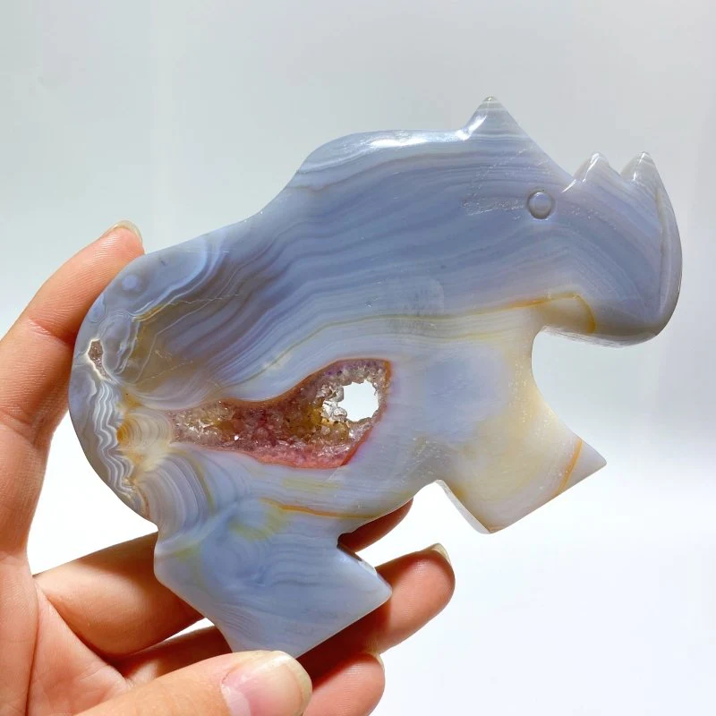 7 Pieces Geode Druzy Agate Rhino Carving - Image 6