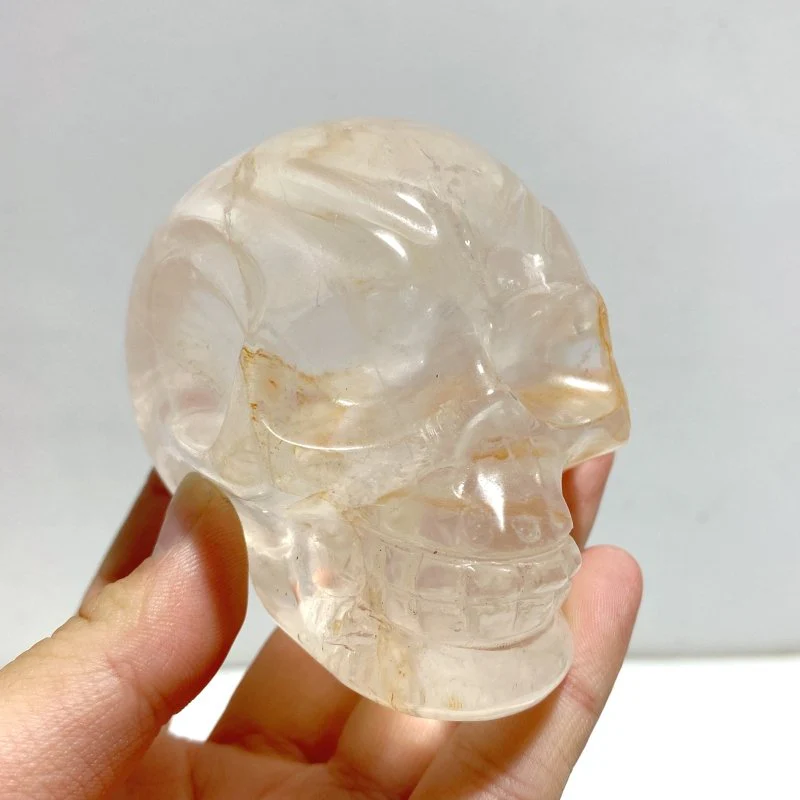 7 Pieces Hematoid Quartz Golden Fire Quartz Skull Carving - Image 2