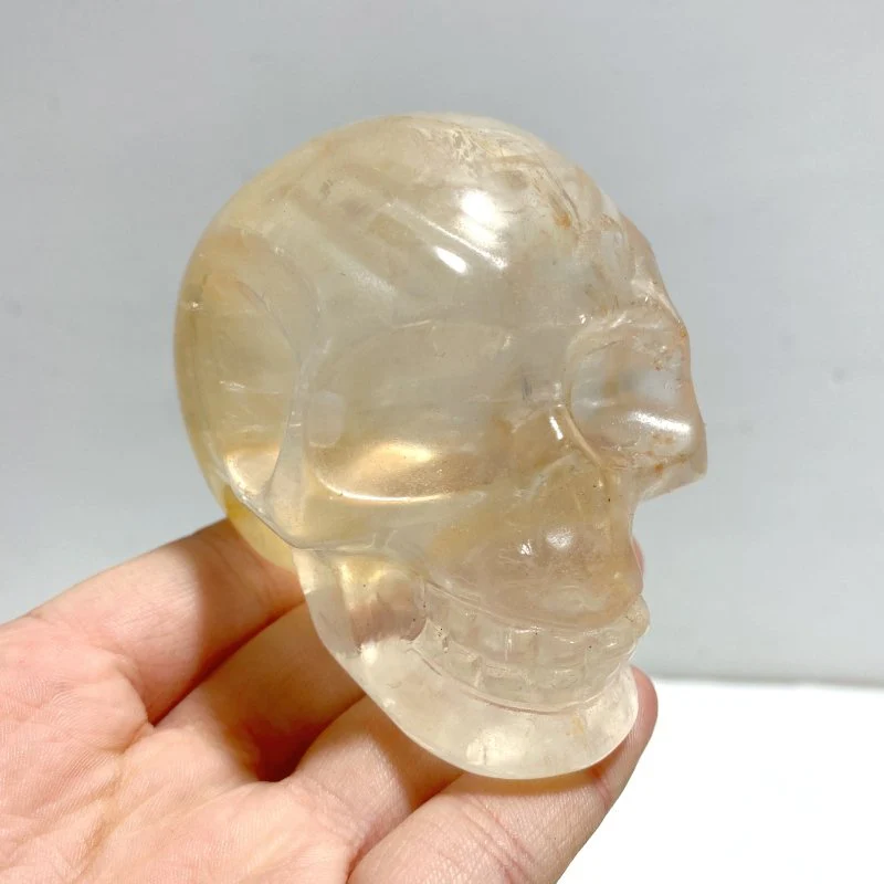 7 Pieces Hematoid Quartz Golden Fire Quartz Skull Carving - Image 5