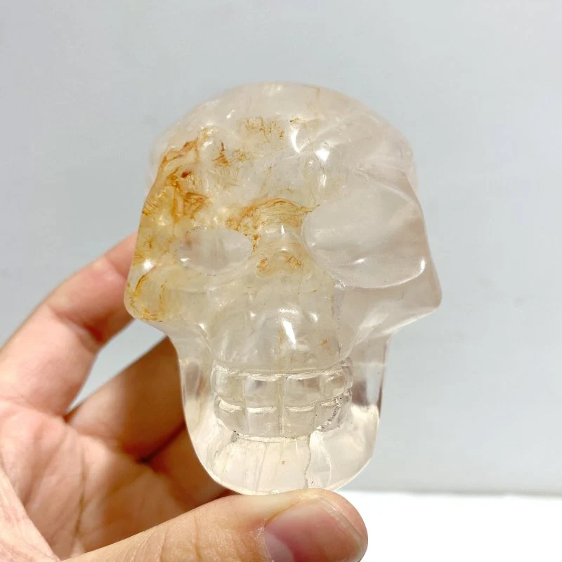 7 Pieces Hematoid Quartz Golden Fire Quartz Skull Carving - Image 6