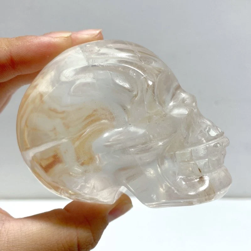 7 Pieces Hematoid Quartz Golden Fire Quartz Skull Carving - Image 8
