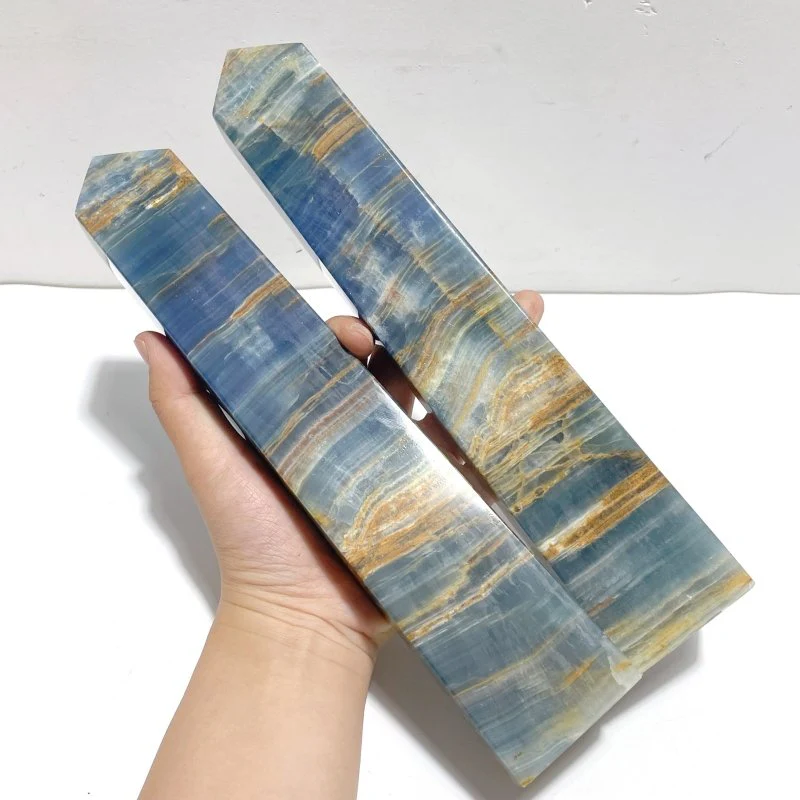 7 Pieces High Quality Blue Onyx Four-sided Tower Point - Image 7