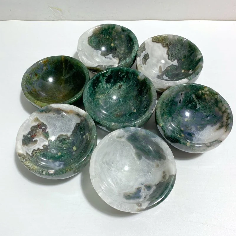 7 Pieces Moss Agate Bowl Carving
