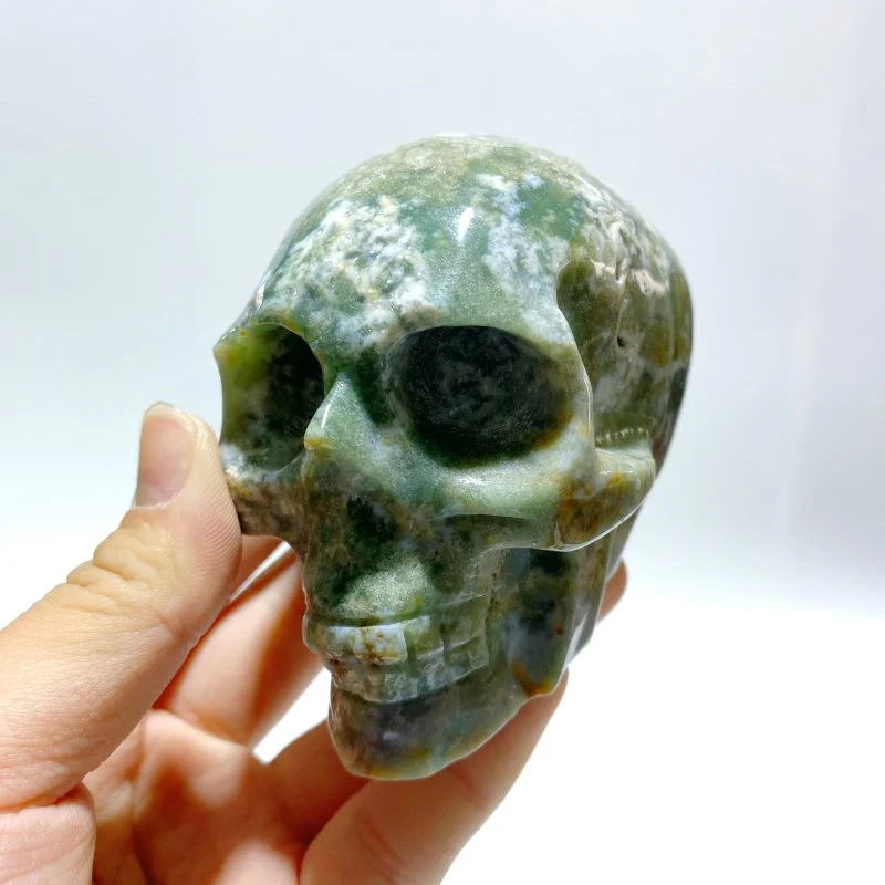 7 Pieces Moss Agate Skull Carving - Image 3