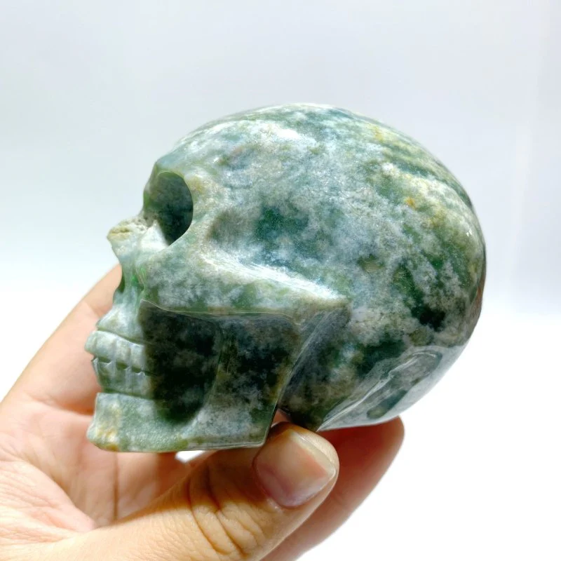 7 Pieces Moss Agate Skull Carving - Image 4
