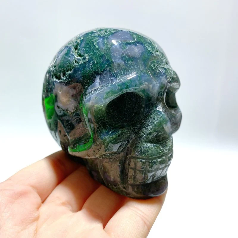 7 Pieces Moss Agate Skull Carving - Image 5