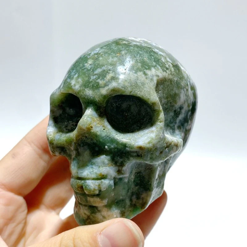7 Pieces Moss Agate Skull Carving - Image 2