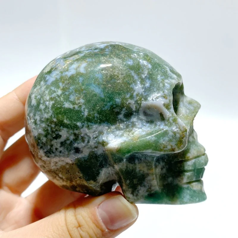 7 Pieces Moss Agate Skull Carving - Image 3