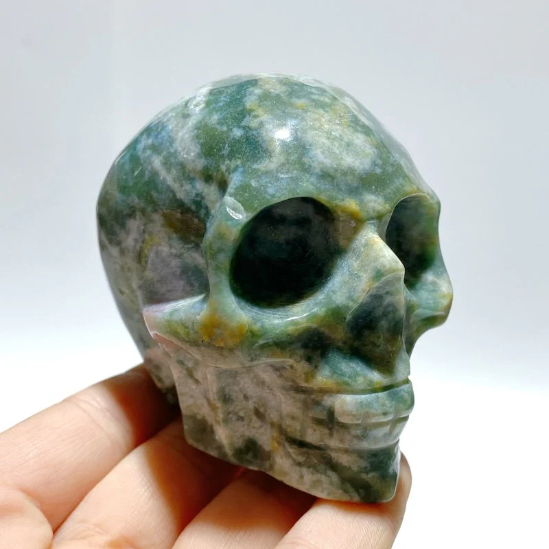 7 Pieces Moss Agate Skull Carving - Image 4