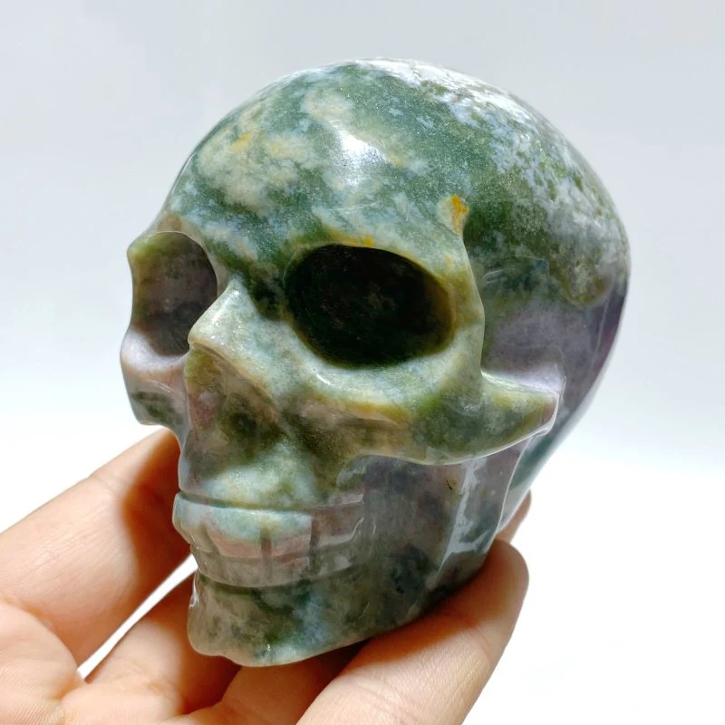 7 Pieces Moss Agate Skull Carving - Image 5