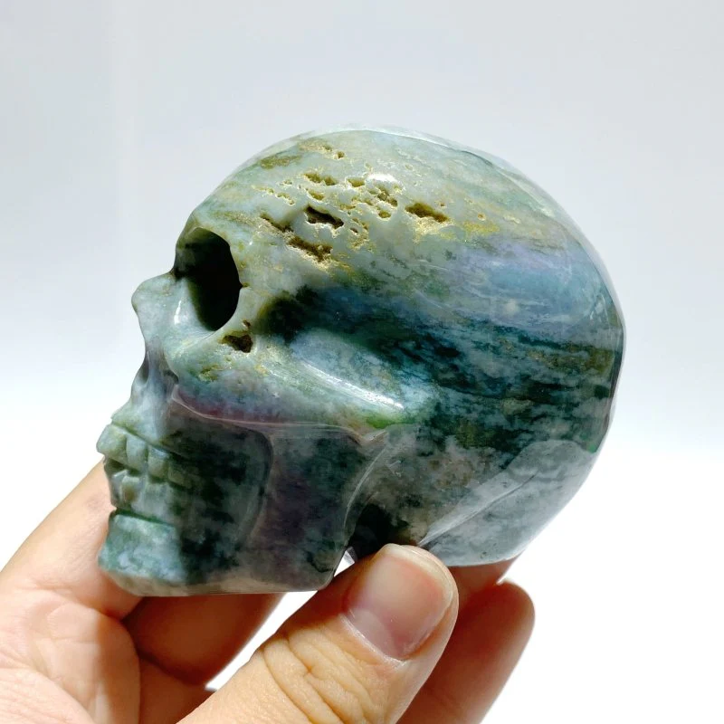 7 Pieces Moss Agate Skull Carving - Image 6