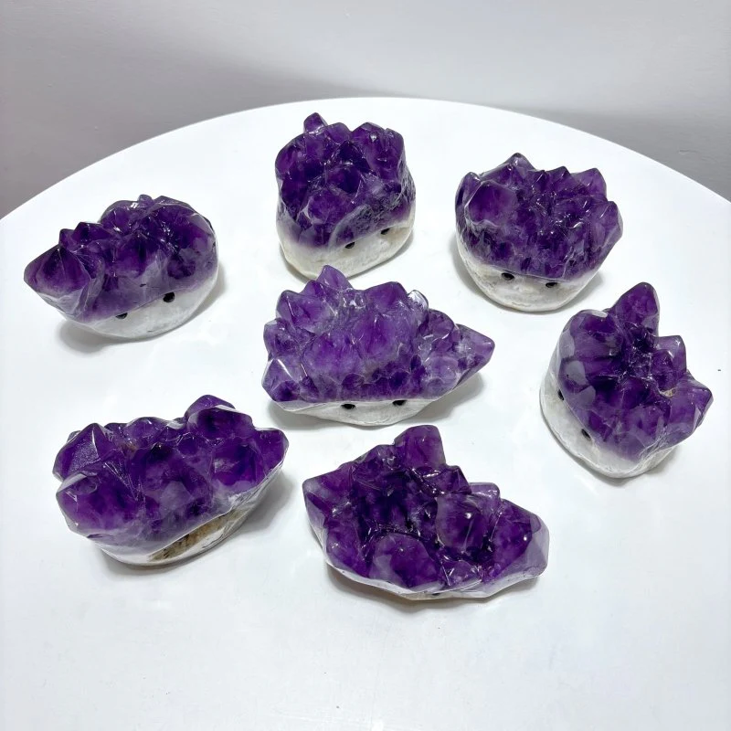 7 Pieces Polished Large Amethyst Teeth Cluster Groot Carving - Image 6