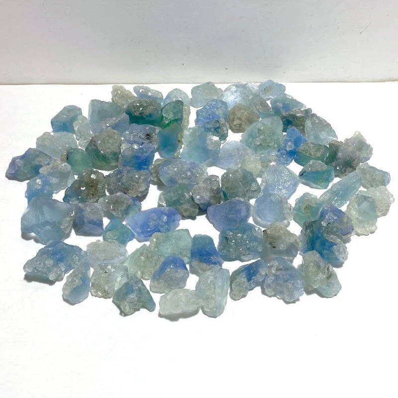 75 Pieces Raw Blue Fluorite Mixed Calcite Specimen